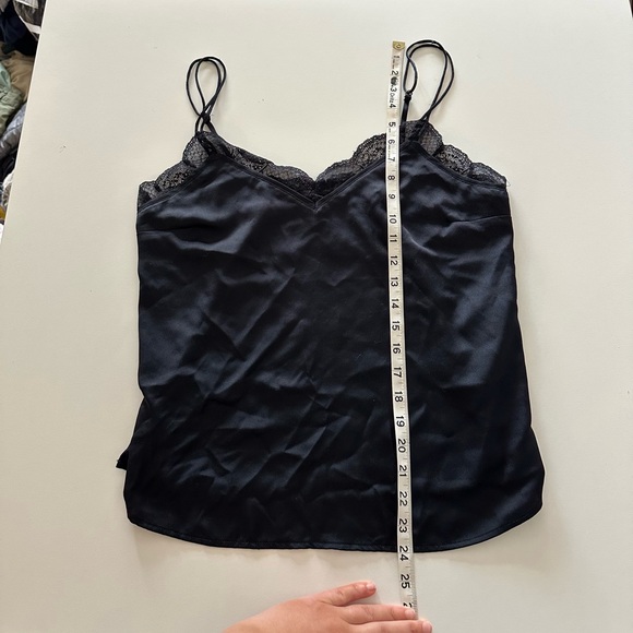 Abercrombie & Fitch Satin Lace Camisole Cami Tank Top Black Minimalist M - Picture 3 of 7